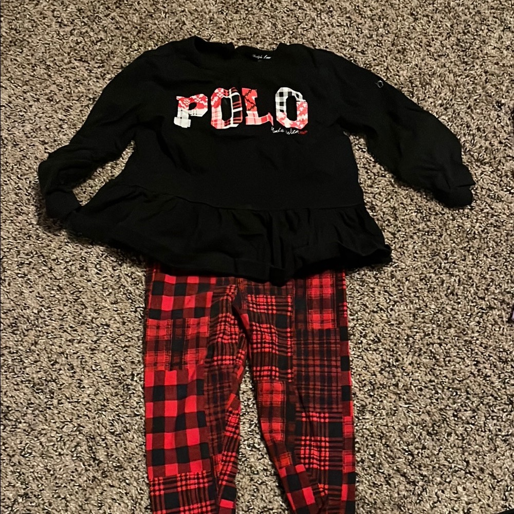 Polo by Ralph Lauren Kids Black and Red Pajama Set